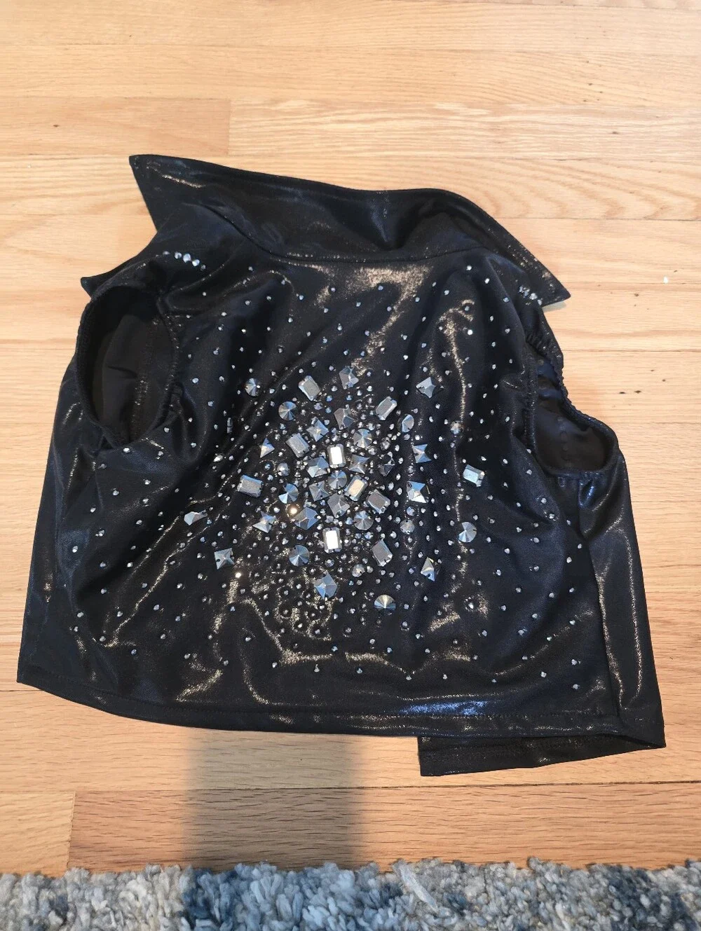 Glamour Costumes Black Studded Costume Vest with Rhinestone Accents Sz MA